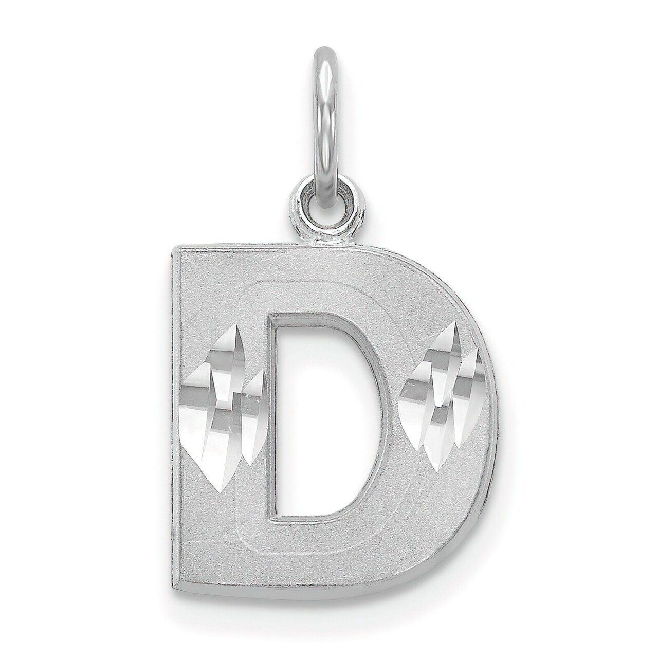 14K White Gold Initial D Charm Jewelry FindingKing 20mm x 10mm